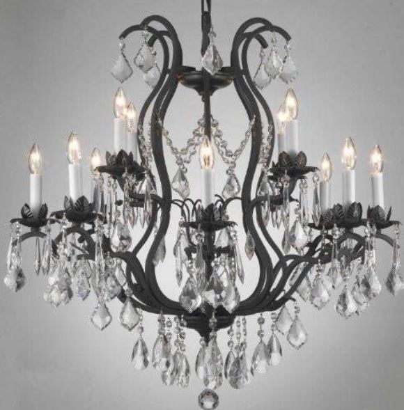 Vintage chandelier: wrought iron crystal chandelier