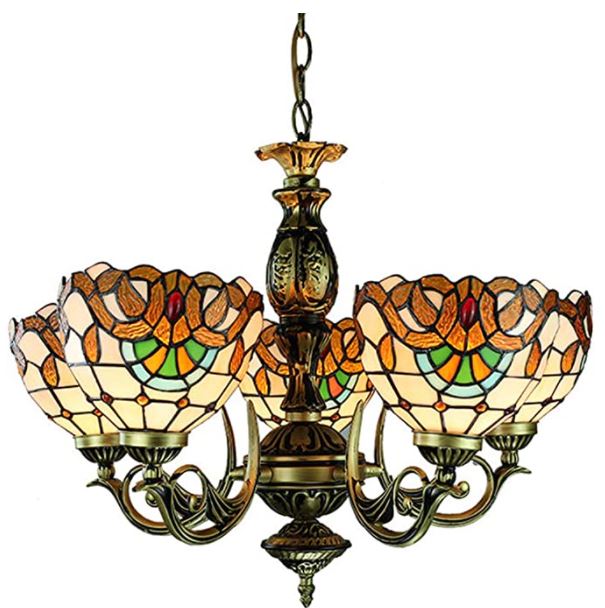 vintage chandelier: BAYCHEER Vintage Tiffany Style Stained Glass Dome Chandelier