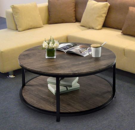Vintage coffee tables: round coffee table rustic vintage industrial design