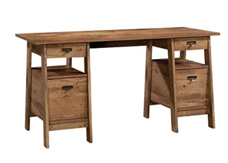 Vintage desk: sauder trestle executive trestle desk, vintage oak finish