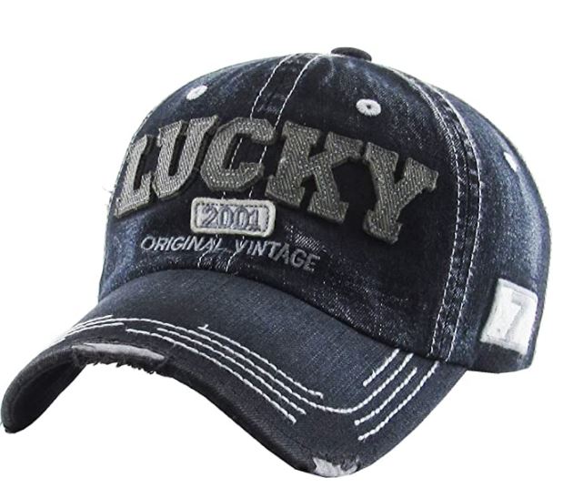 vintage hats: Lucky Vintage Distressed Dad Hat Baseball Cap Adjustable