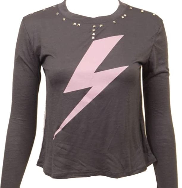 Vintage havana: vintage havana junior girls long sleeve lightning bolt stud top