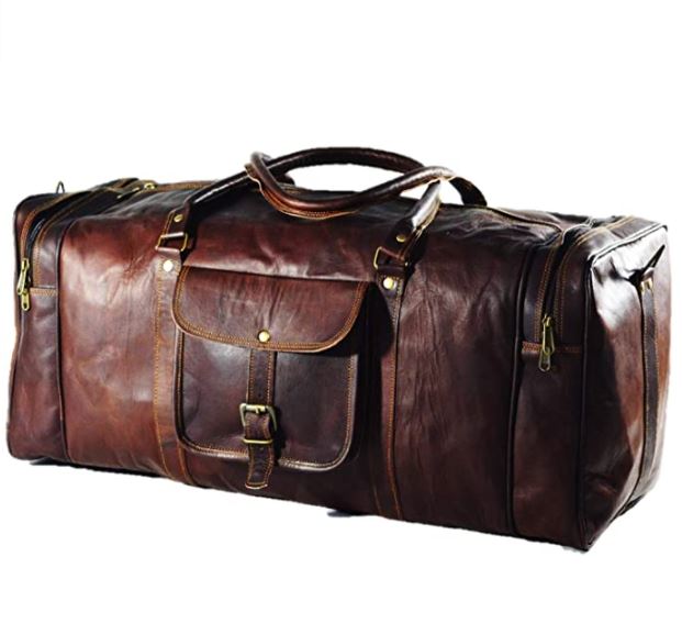 Vintage suitcase: duffel bag genuine vintage brown leather bag