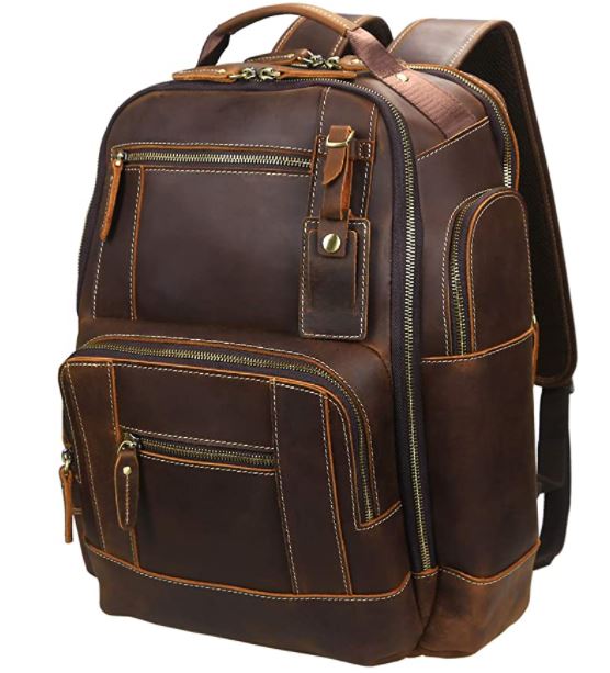 Vintage backpack: lannsyne men's vintage full grain leather