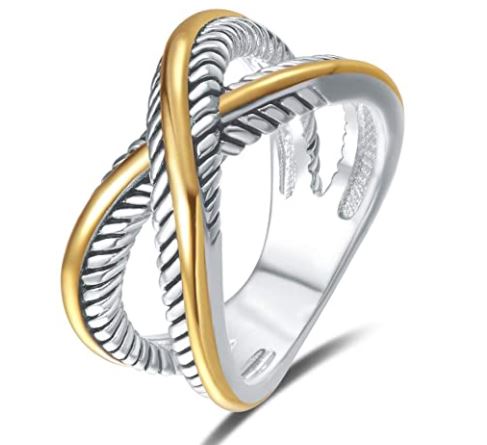 vintage rings: UNY Ring Vintage Designer Two Tone Plating Twisted Cable Wire Rings