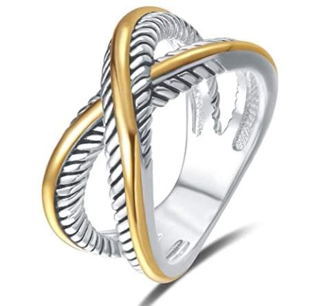 Vintage rings: uny ring vintage designer two tone plating twisted cable wire rings